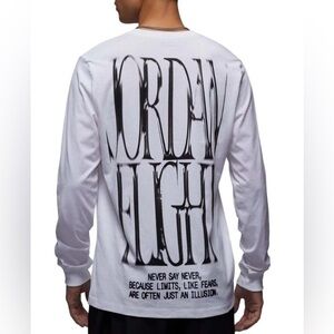 Men's Jordan Long Sleeve Never Say Never Shirt Basketball White Size Large‎